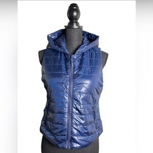 C'EST TOI Quilted Hoodie Vest Navy Size SMALL